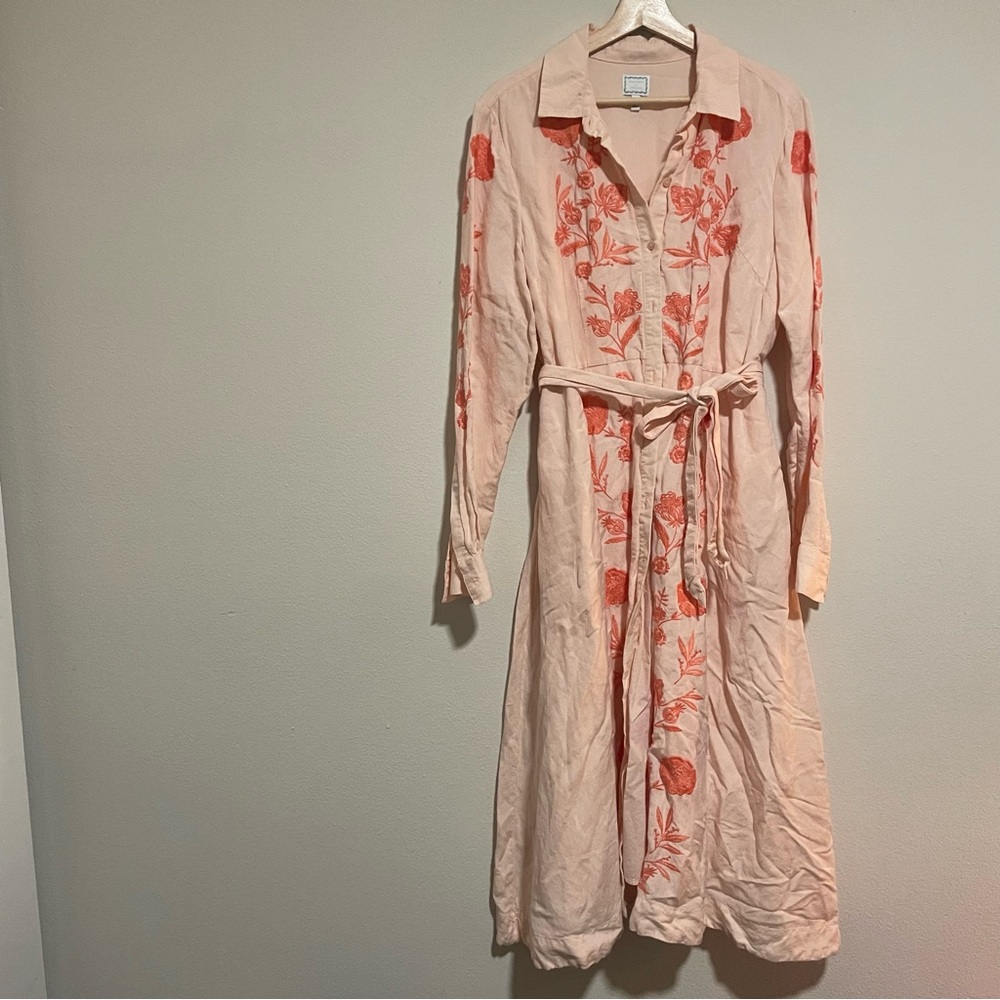 Society Social x Crown & Ivy Light Pink Caroline Maxi Floral Shirtdress, Size XL - Picture 2 of 7